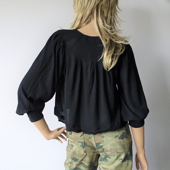 Free People Billie Double Hem Bubble Sleeve Top - Picture 3 of 3